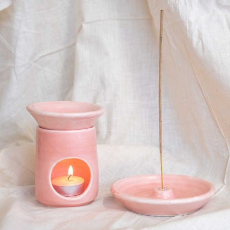 Light pink oil burner and insense holder