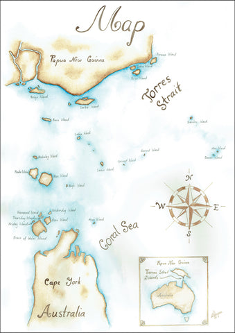 Map of the Torres Strait Islands from the educational big book 'Let's Learn about the Torres Strait Isalnds'
