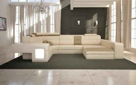 Modern Spacious Designed Leather Sectional Sofa Set | My Aashis