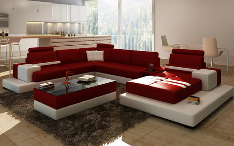 Veritable Colonial Contemporary Leather Sectional Sofa Set | My Aashis