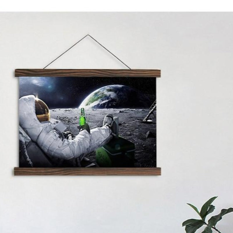 Hd Man At Moon Canvas Painting