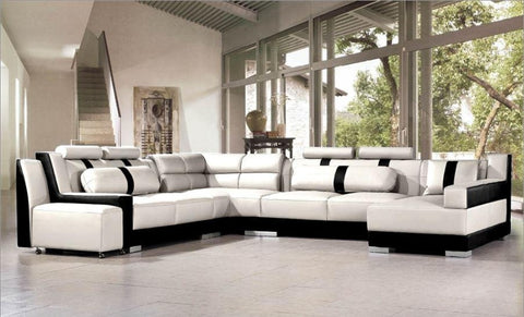 Luxury Sectional White Leather Sofa Set | My Aashis