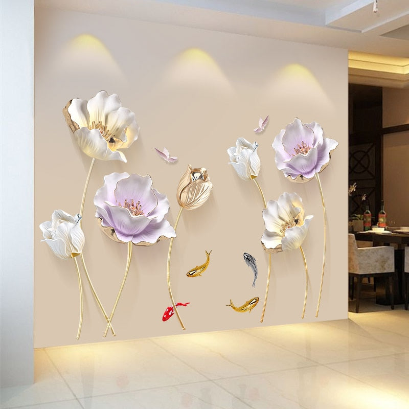 Home Decor Flower 3D  Wallpaper  Wall Sticker  My Aashis