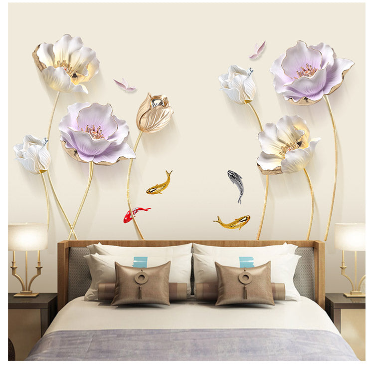  Home  Decor Flower 3D Wallpaper  Wall Sticker  My Aashis