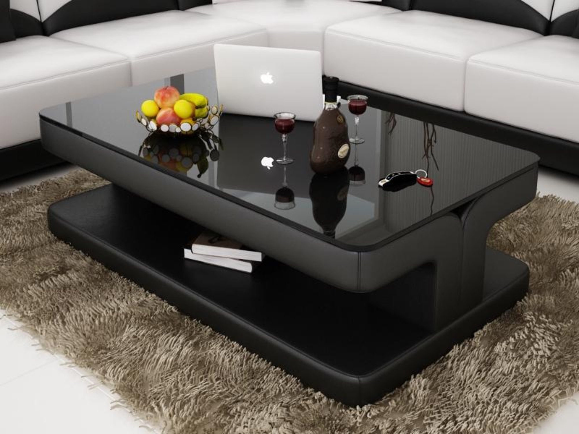 black glass coffee table