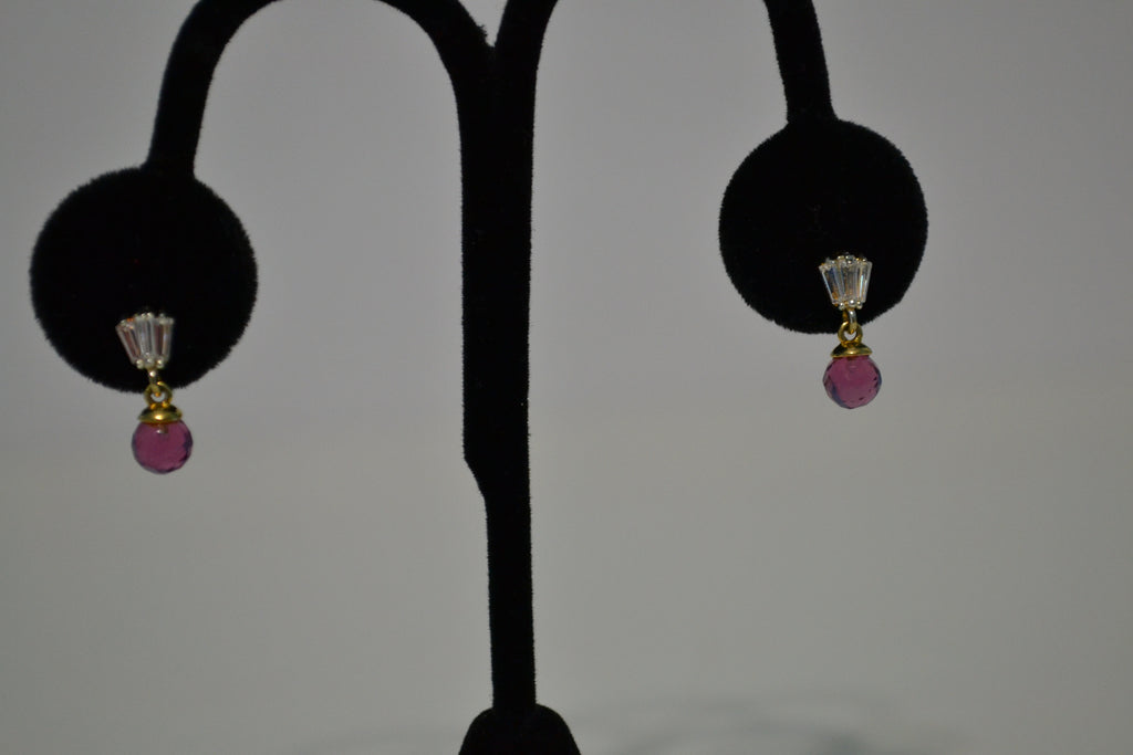 Pair of CZ Embellished Astonishing Danglers With Pink Beads | My Aashis