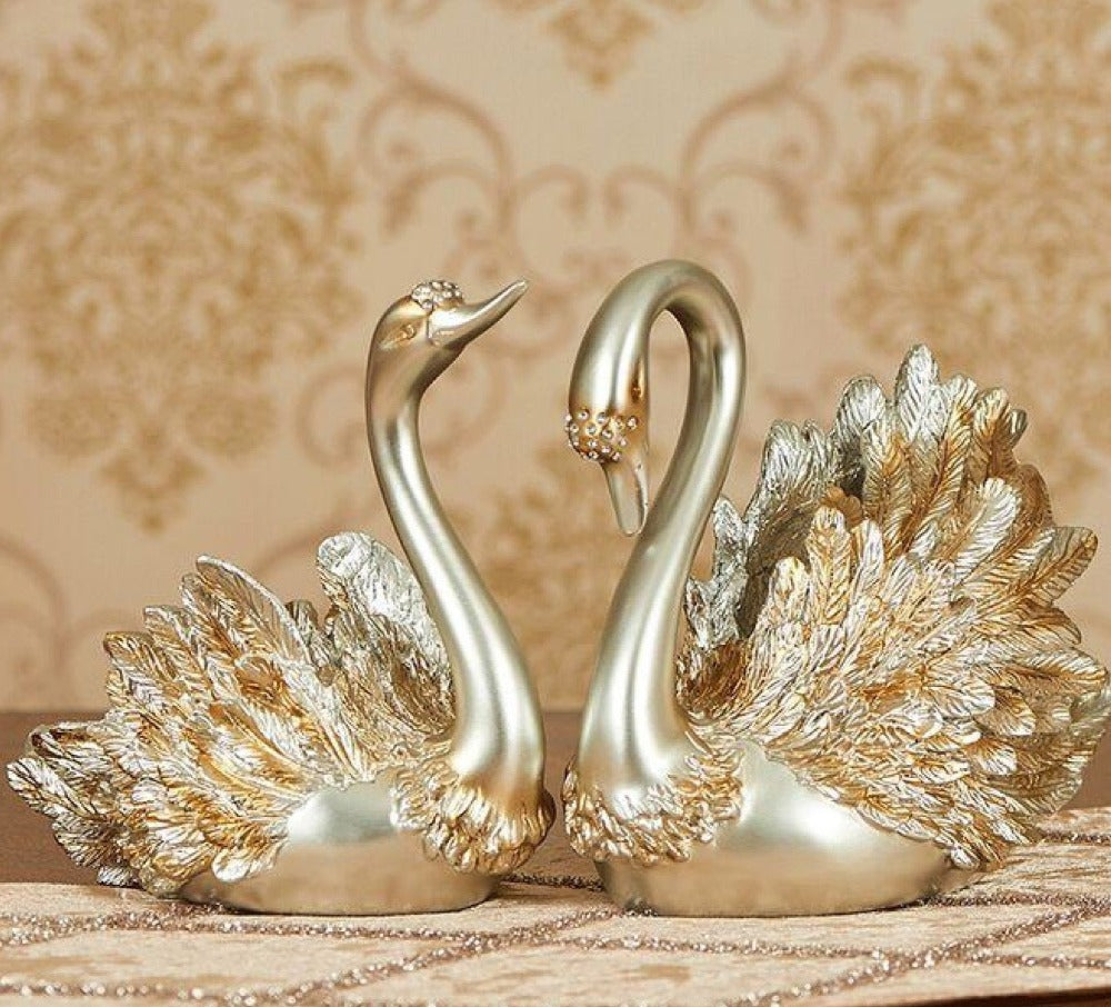 Antique Pair Swan Couple Statue For Decor | My Aashis