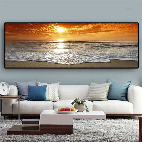 Shiny Landscape Sunset Nature View Canvas Painting | My Aashis