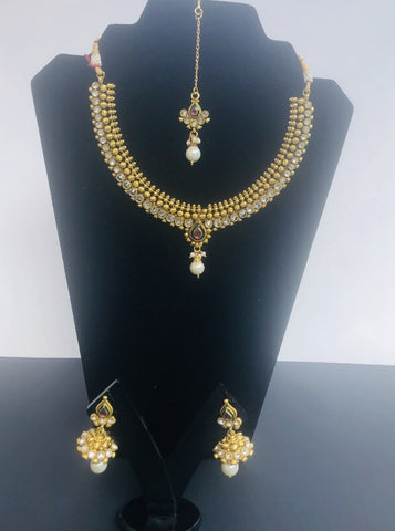 Indian Traditional Style Exclusive Gold Plated Necklace Set | My Aashis