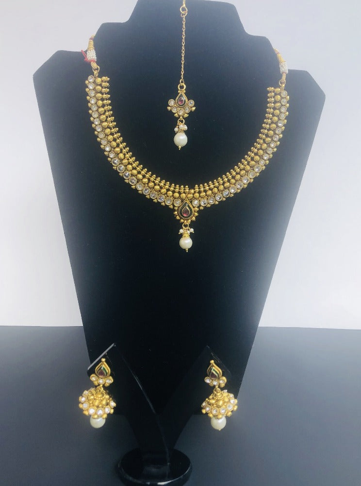 Indian Traditional Style Exclusive Gold Plated Necklace Set | My Aashis