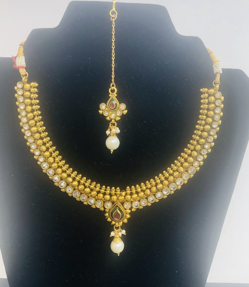Indian Traditional Style Exclusive Gold Plated Necklace Set | My Aashis