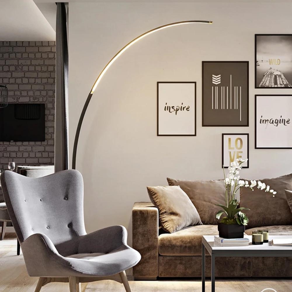 1 Led Black And White 55 9 Arched Floor Lamp My Aashis