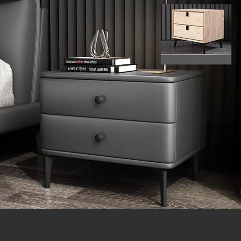 Set of 2 Light Luxurious Modern Leather Night Stand | My Aashis