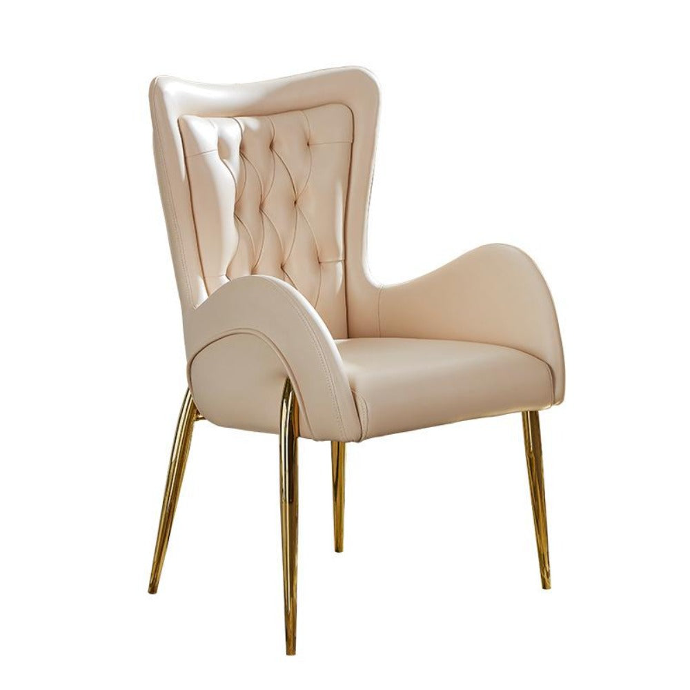 Luxurious Dynamic Set of 2 Gold Metal Base Leather Dining Chairs | My ...