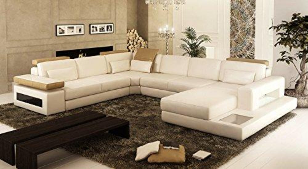 Contemporary Luxurious Crafted Leather Sectional Sofa Set | My Aashis
