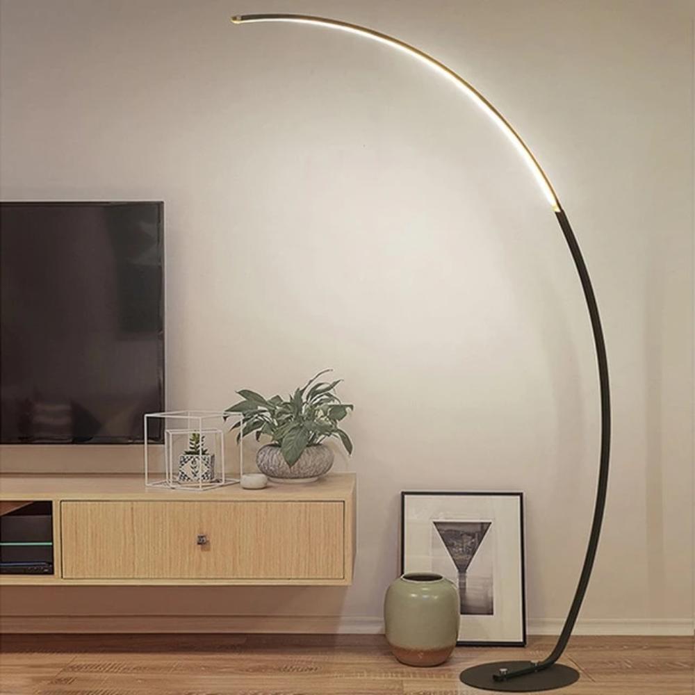 LED Black and White Arched Floor Lamp | My Aashis