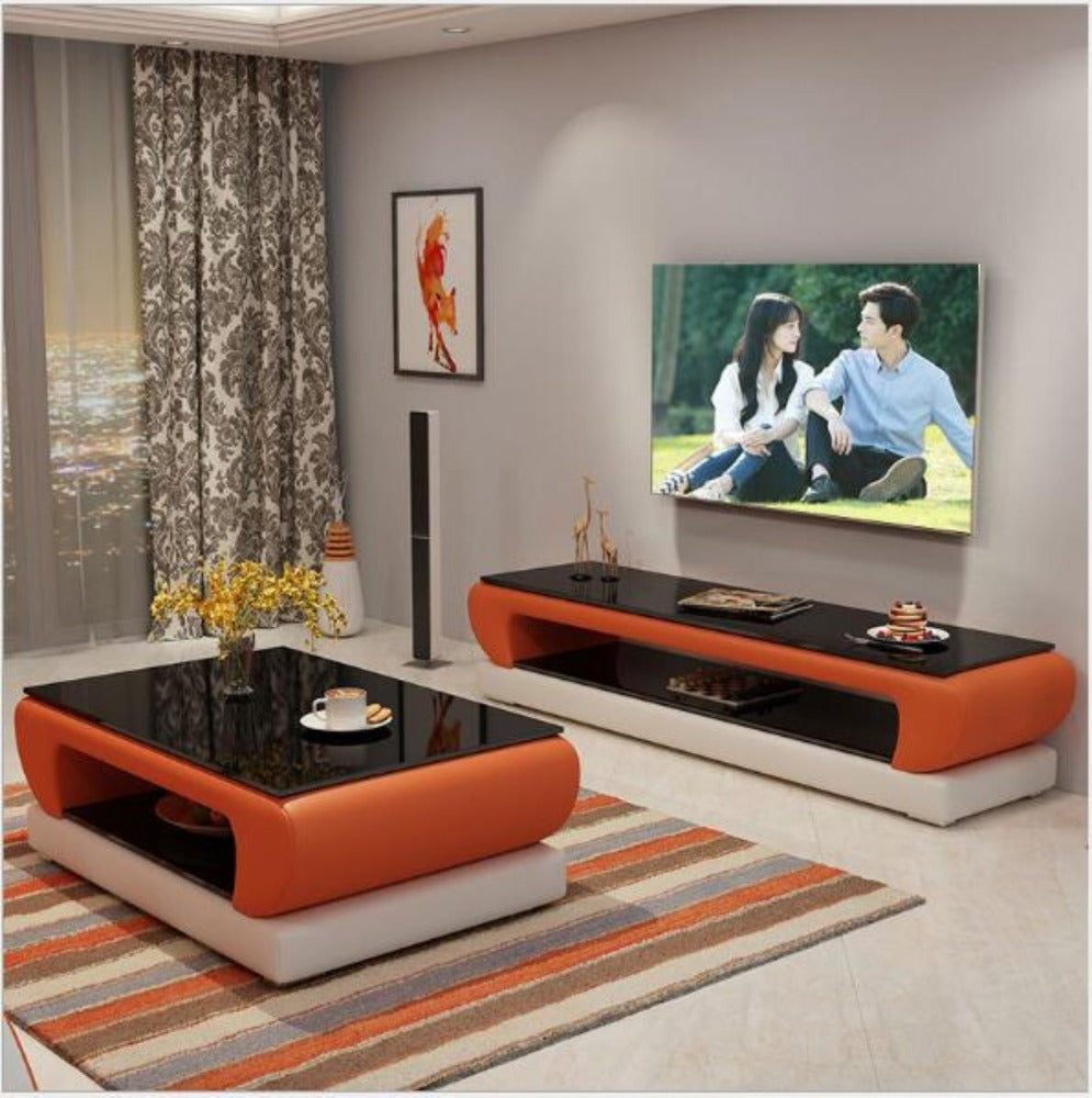 Unique Leather Coffee Table With Media Center Furniture My Aashis