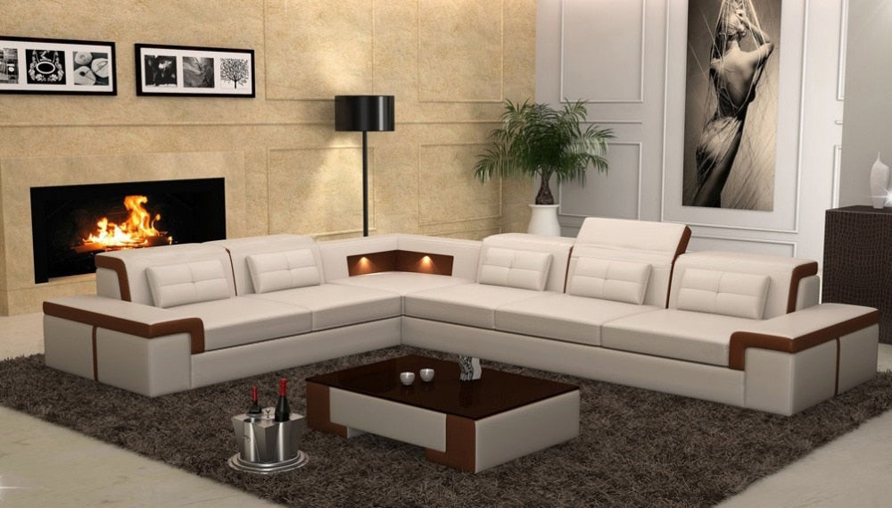 Interior Style Luxurious Modern Designed Leather Sectional Sofa Set