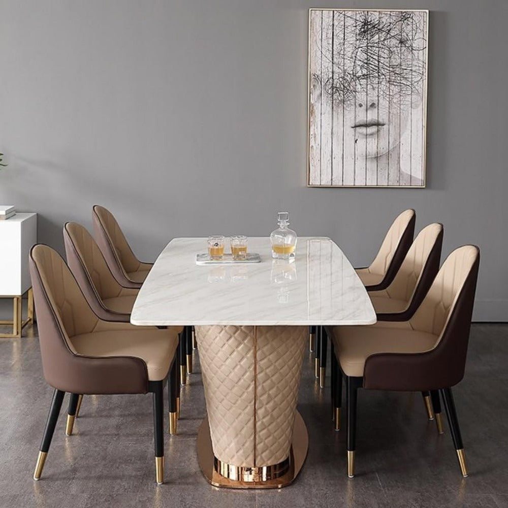 Rectangular Gracious Dining Table and Latest Chairs With Marble Top