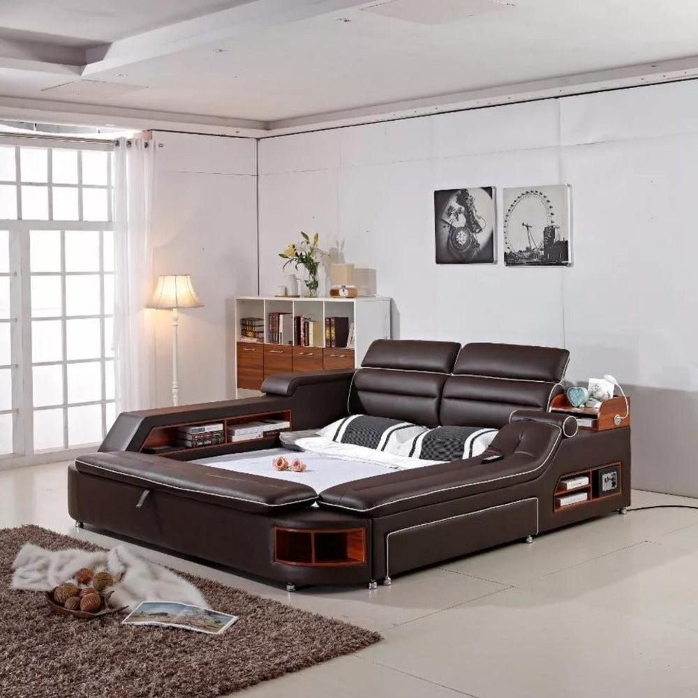 Genuine Leather Bed For Bedroom Furniture My Aashis 