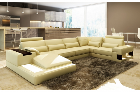 Luxury L-Shaped Leather Corner Sofa With Chaise | My Aashis