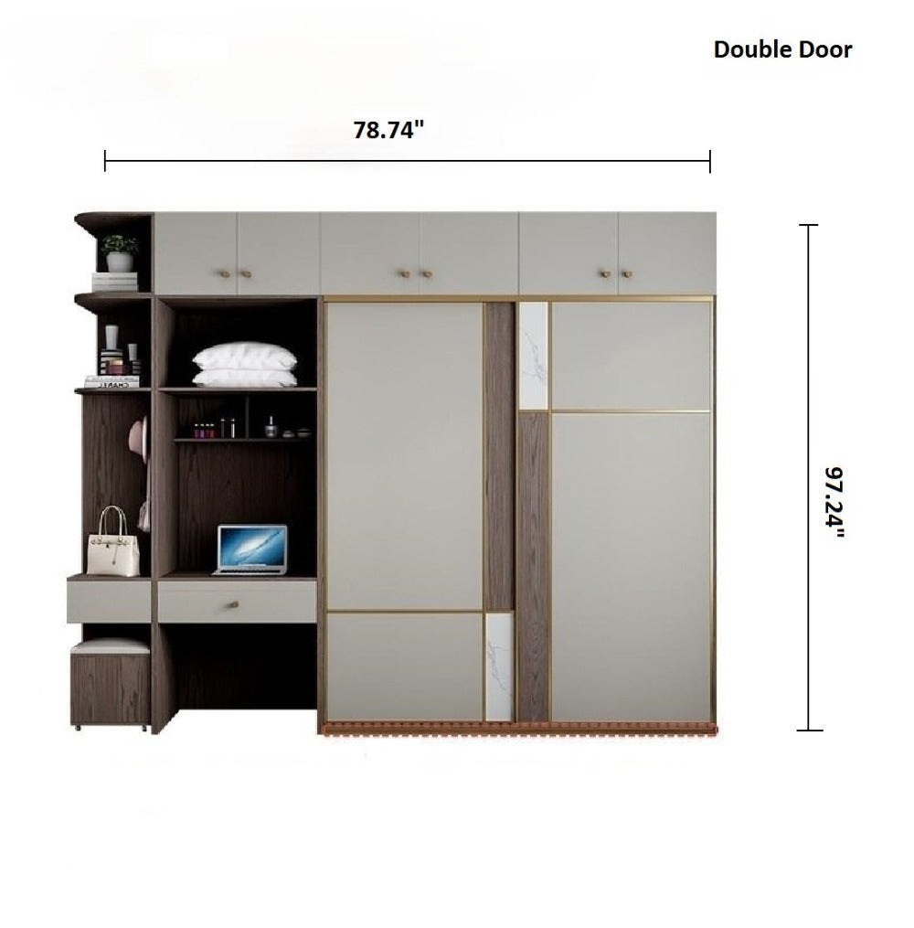 Modern Wardrobe With Dresser and Side Cabinet | My Aashis