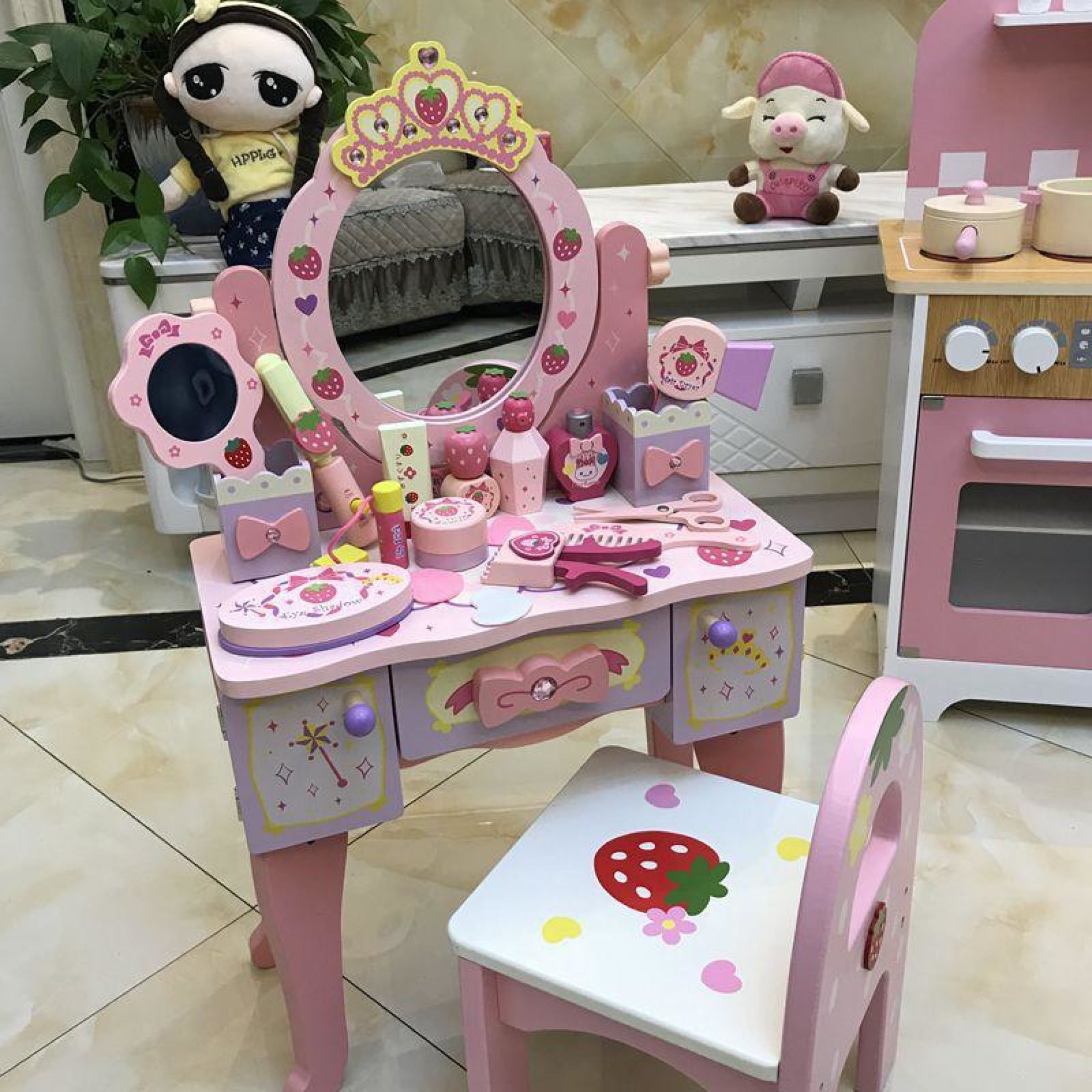 Royal Princess Pink Wooden Dresser Toy With Make Up Set My Aashis