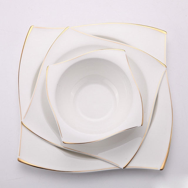 white square dish set