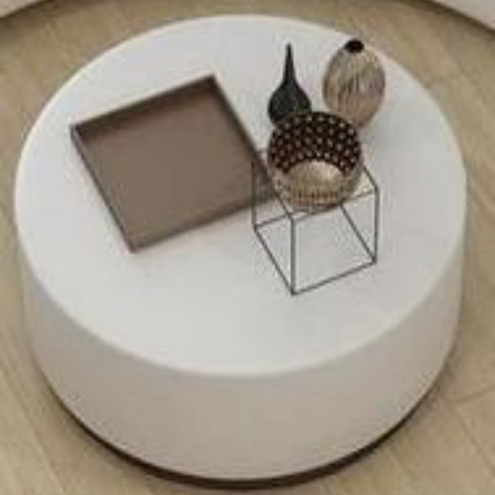 Round White Leather Coffee Table Contemporary My Aashis