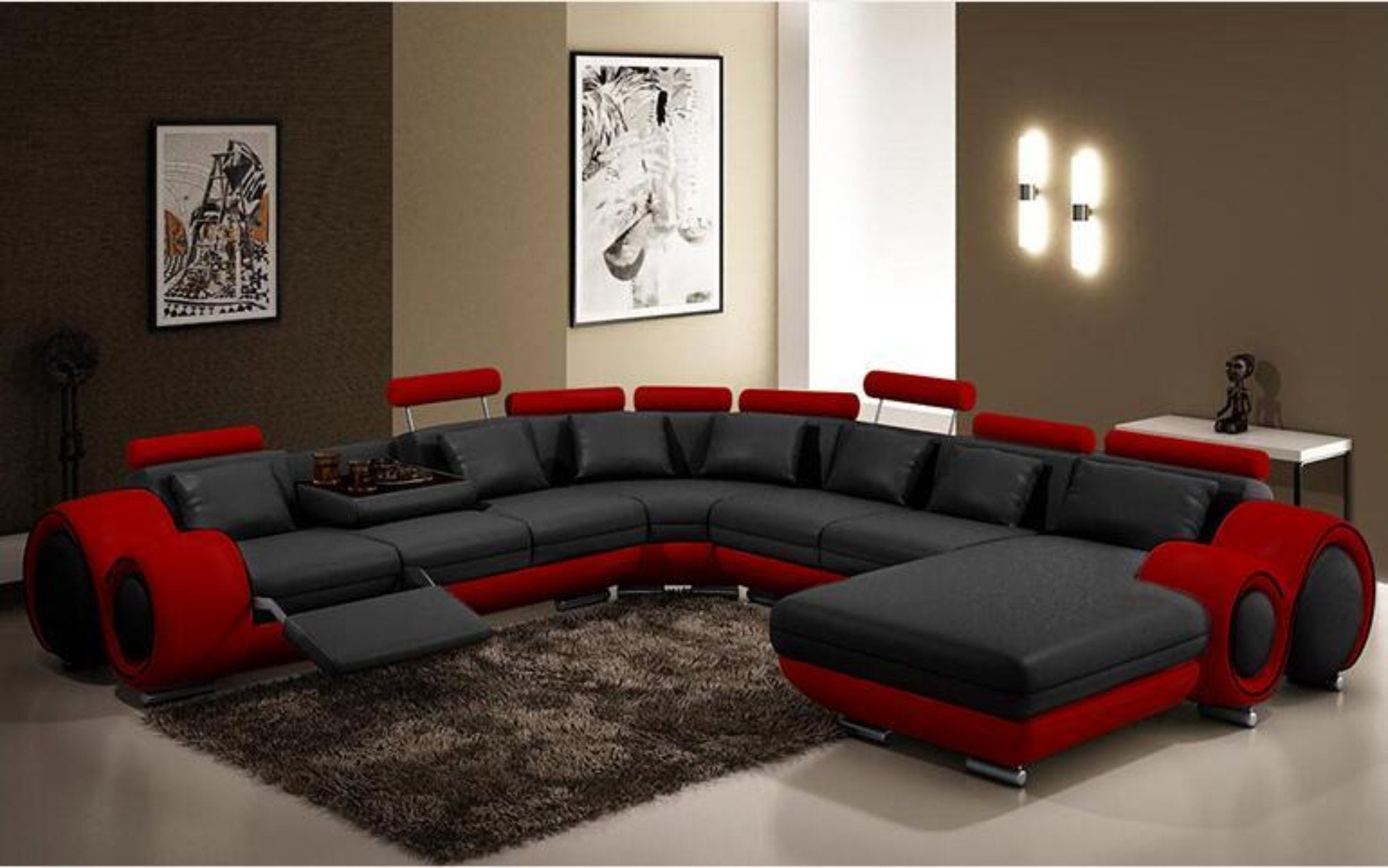 Luxury L shape genuine leather corner sofa modern fashion creative com