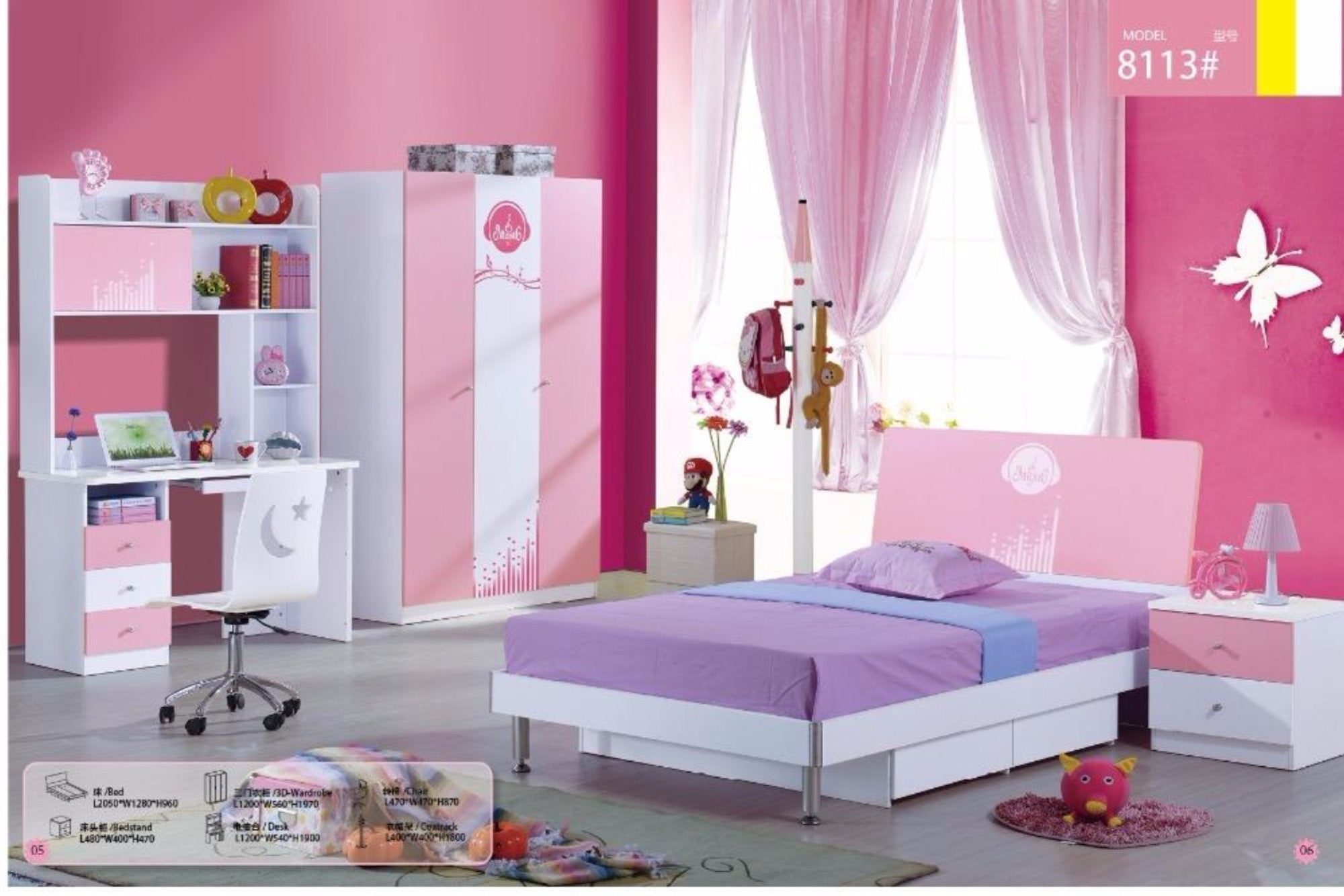 pink kids bedroom set