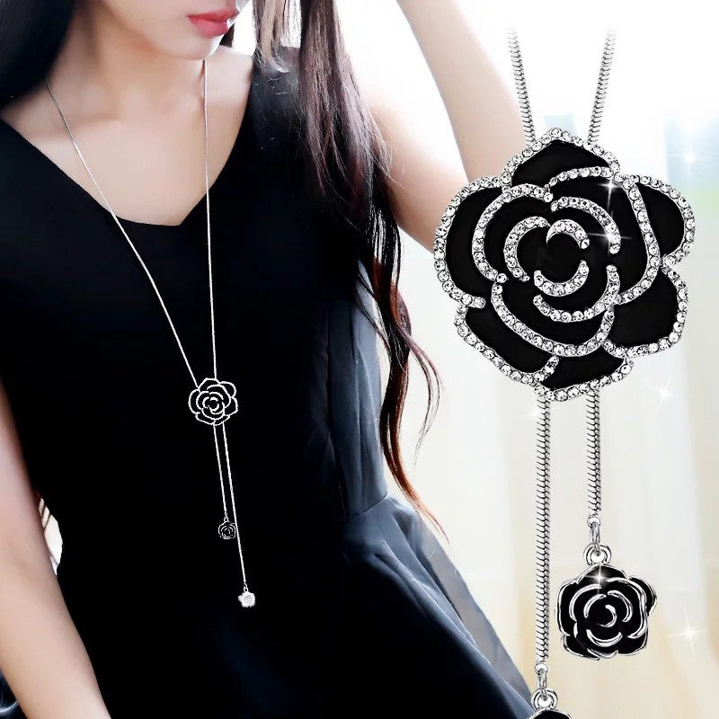 black long chain necklace