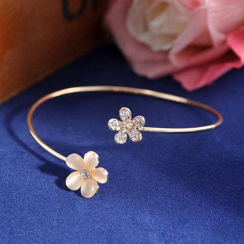 Crystal Golden Open Bracelet Small Daisy Fresh Charm Jewelry | My Aashis