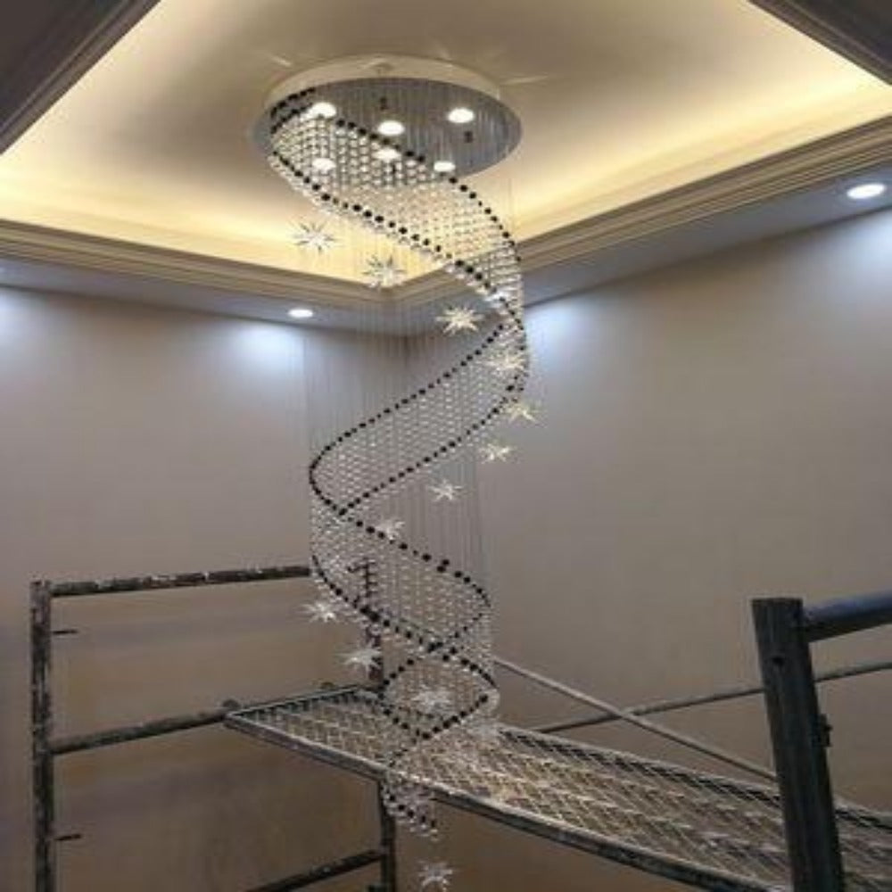 Large Modern Crystal Chandeliers For Living Room Lightings Spiral