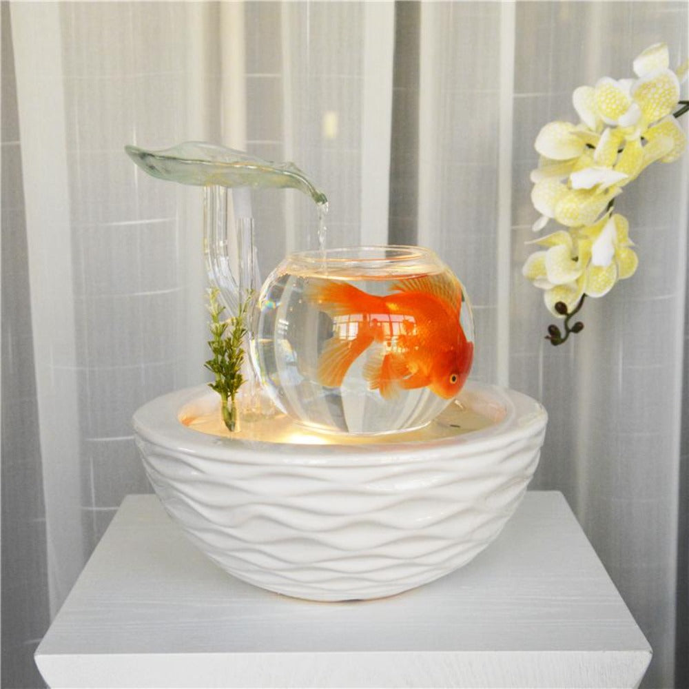 Corner Attraction LED Light Fish Tank Water Fountain | My Aashis
