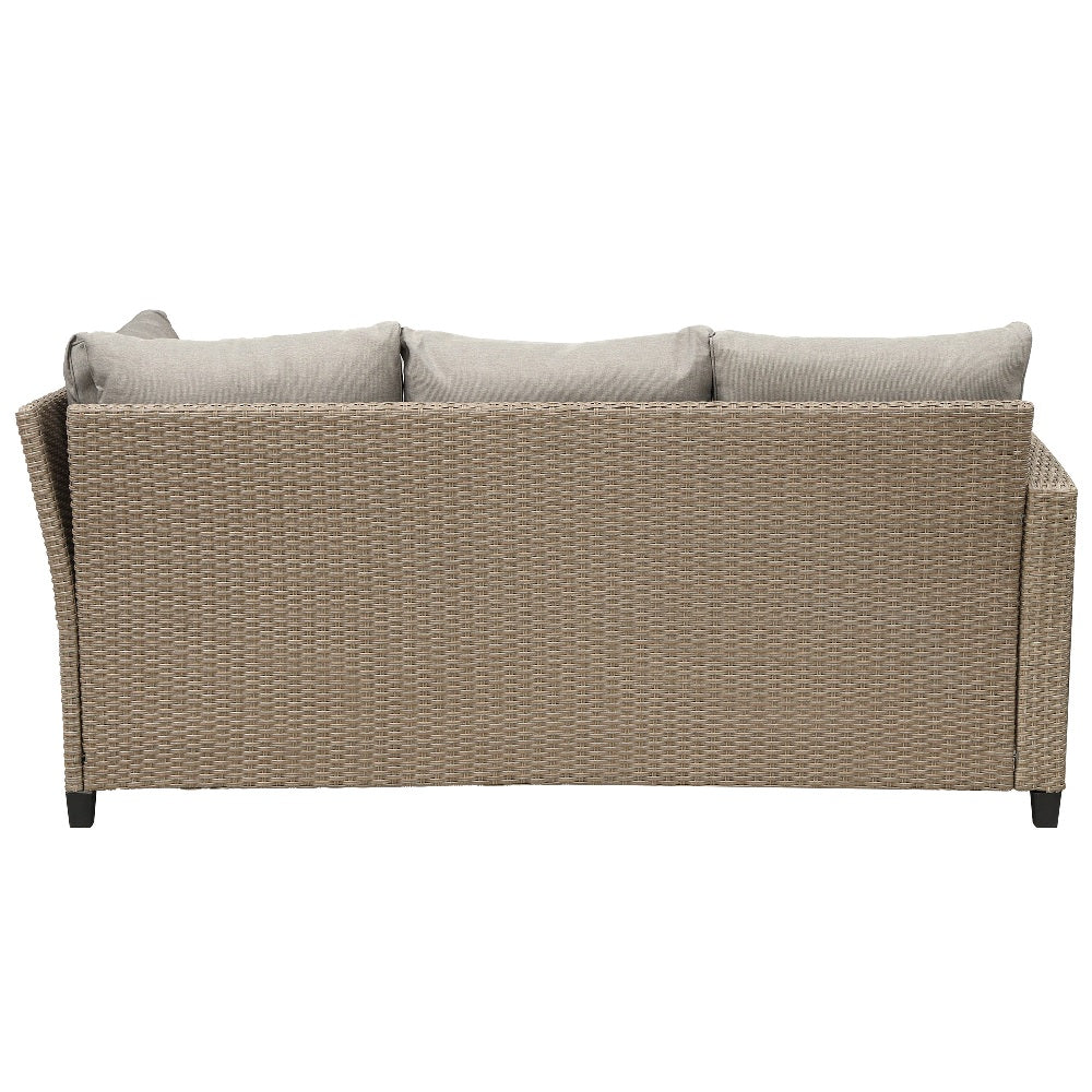 Outdoor Wicker Sectional Sofa with Dining Table and Ottoman | My Aashis