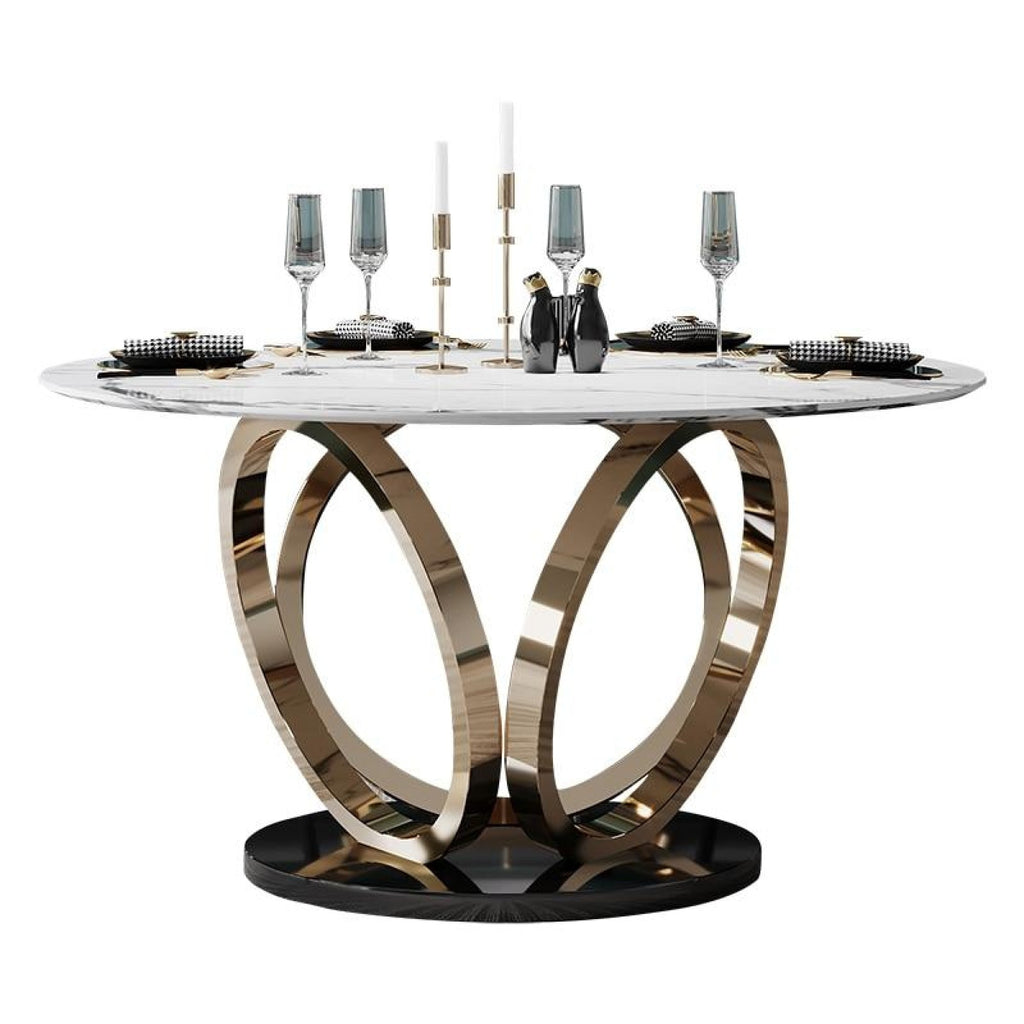 Attractive Flower Base Designed Metal Round Dining Table | My Aashis
