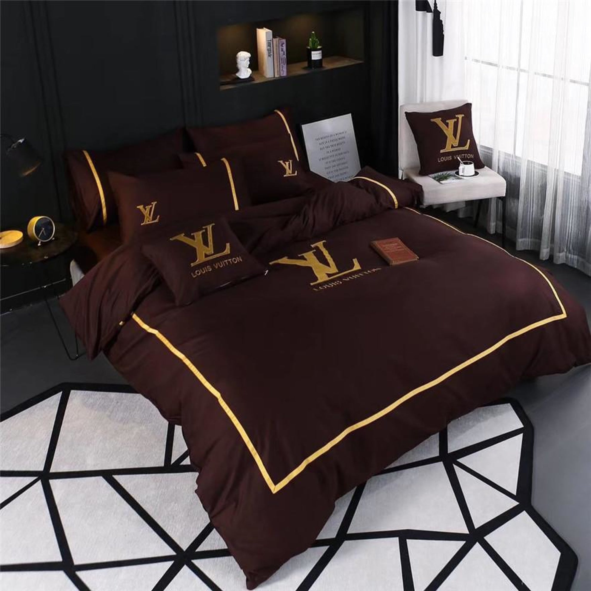 1 2 Colour Embroidery 4pcs Duvet Cover Bedding Sets My Aashis