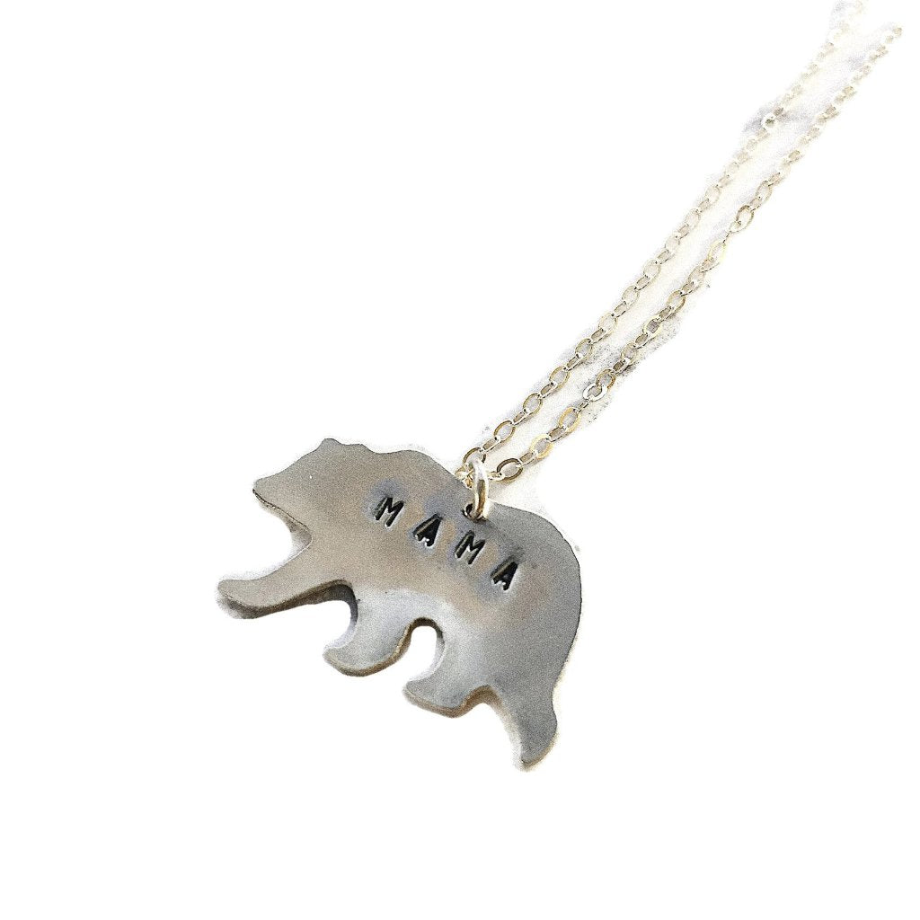 Mama Bear Necklace Sterling Silver