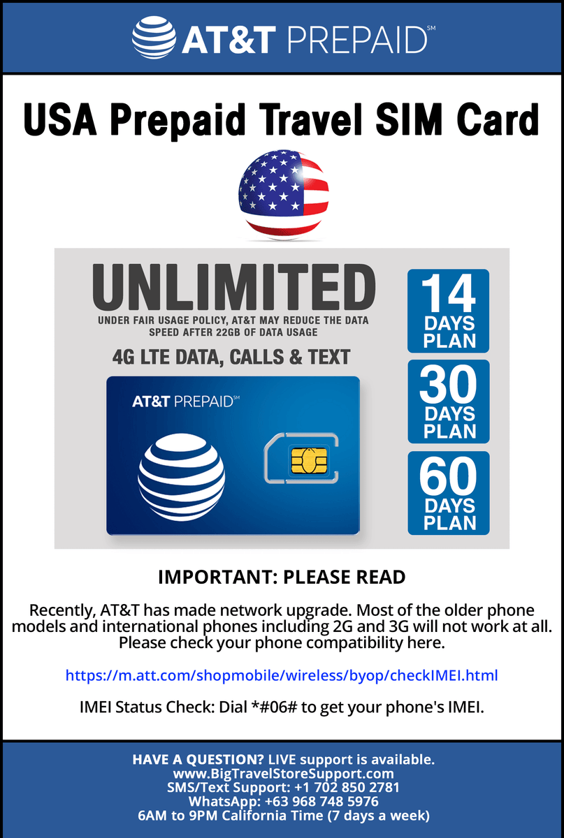 at&t travel sim usa