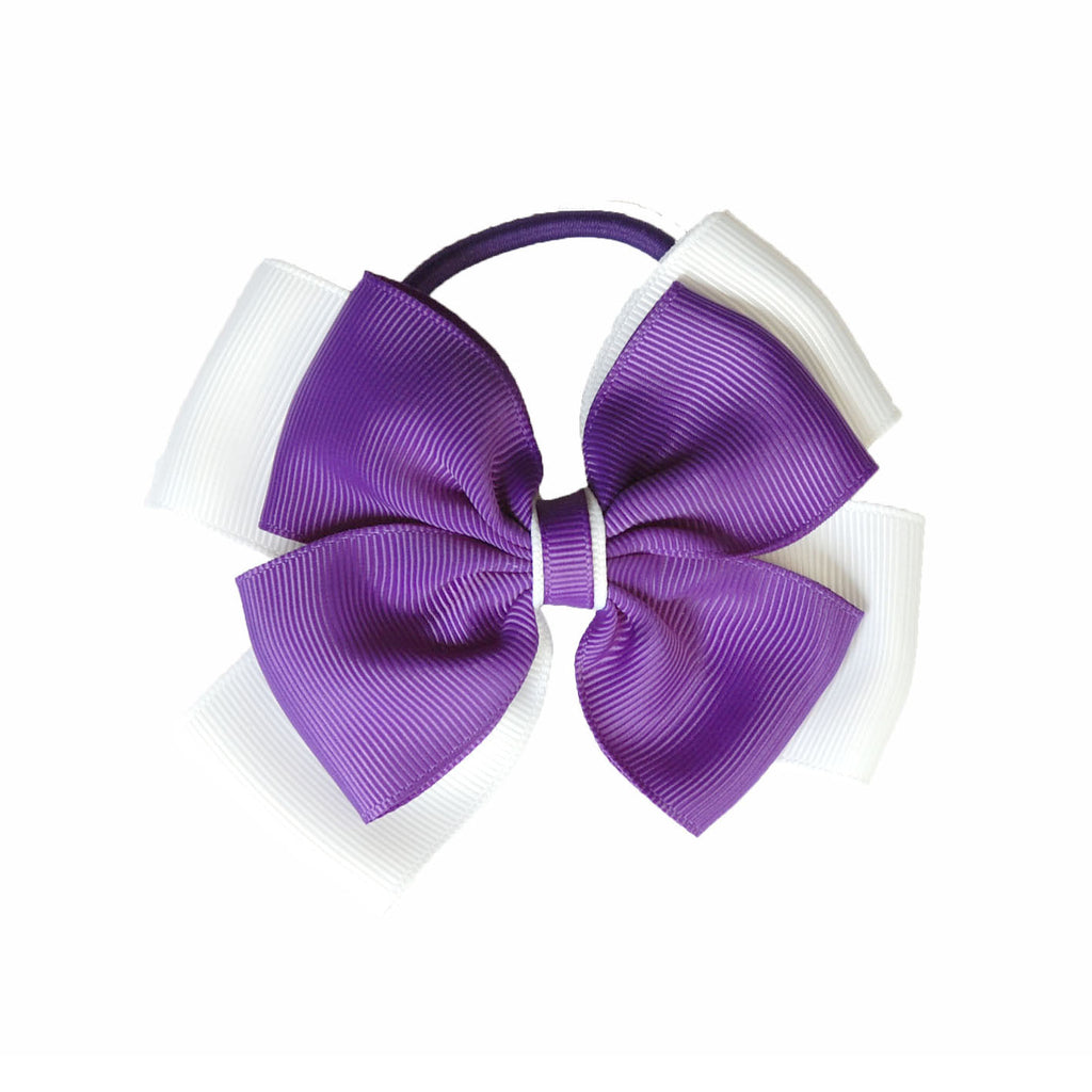 Opal Bow Hair Bobble Purple White