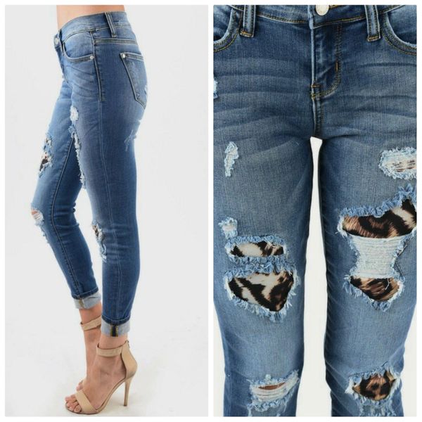 judy blue leopard patch jeans