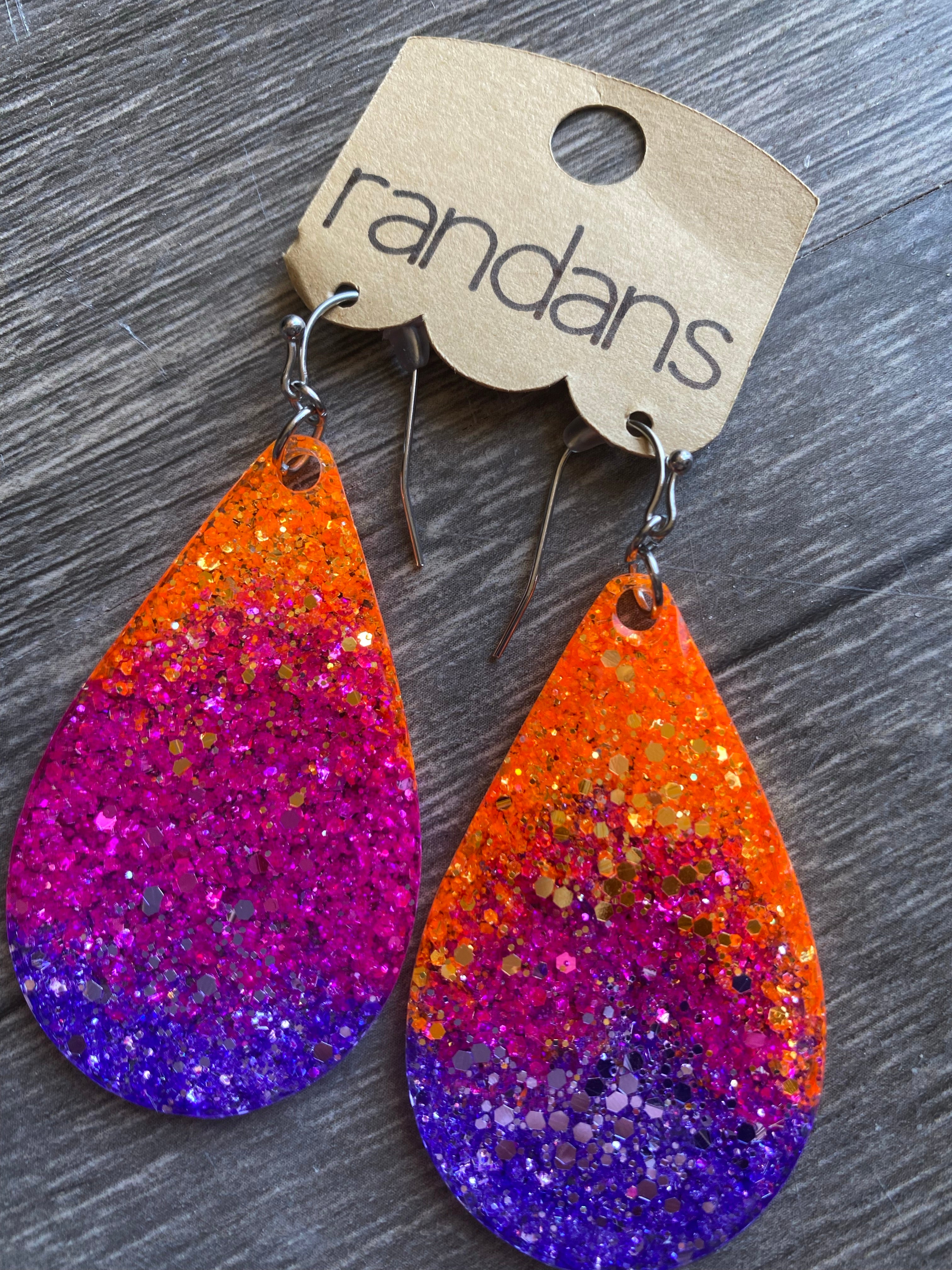 Jolla" Pink + Purple Ombre Glitter Handcrafted Resin Earrings Twisted Boutique
