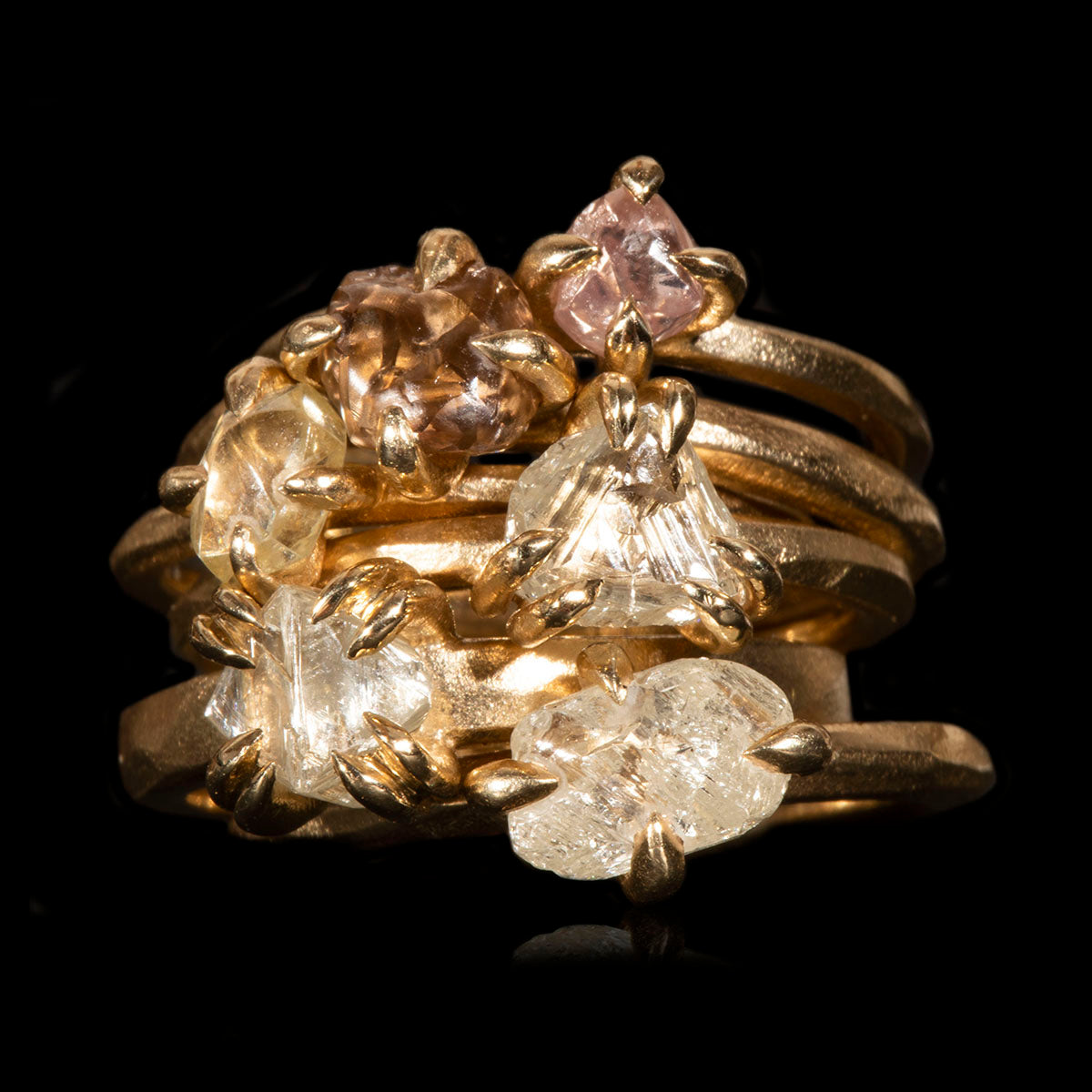 1 Carat Gray Rough Diamond Engagement Ring, 14K Rose Gold Claw Set Raw -  Abhika Jewels