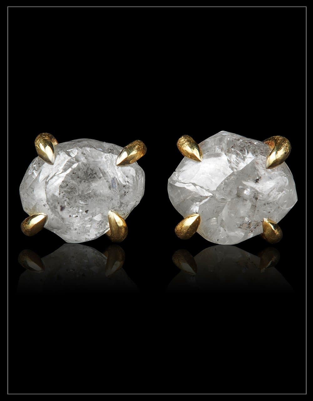 Glossy Eternity Diamond and Gold Stud Earrings