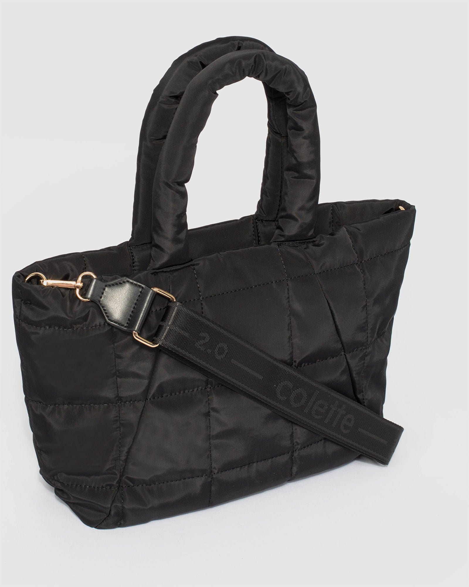 Black Joanna Nylon Quilted Tote Bag – colette by colette hayman