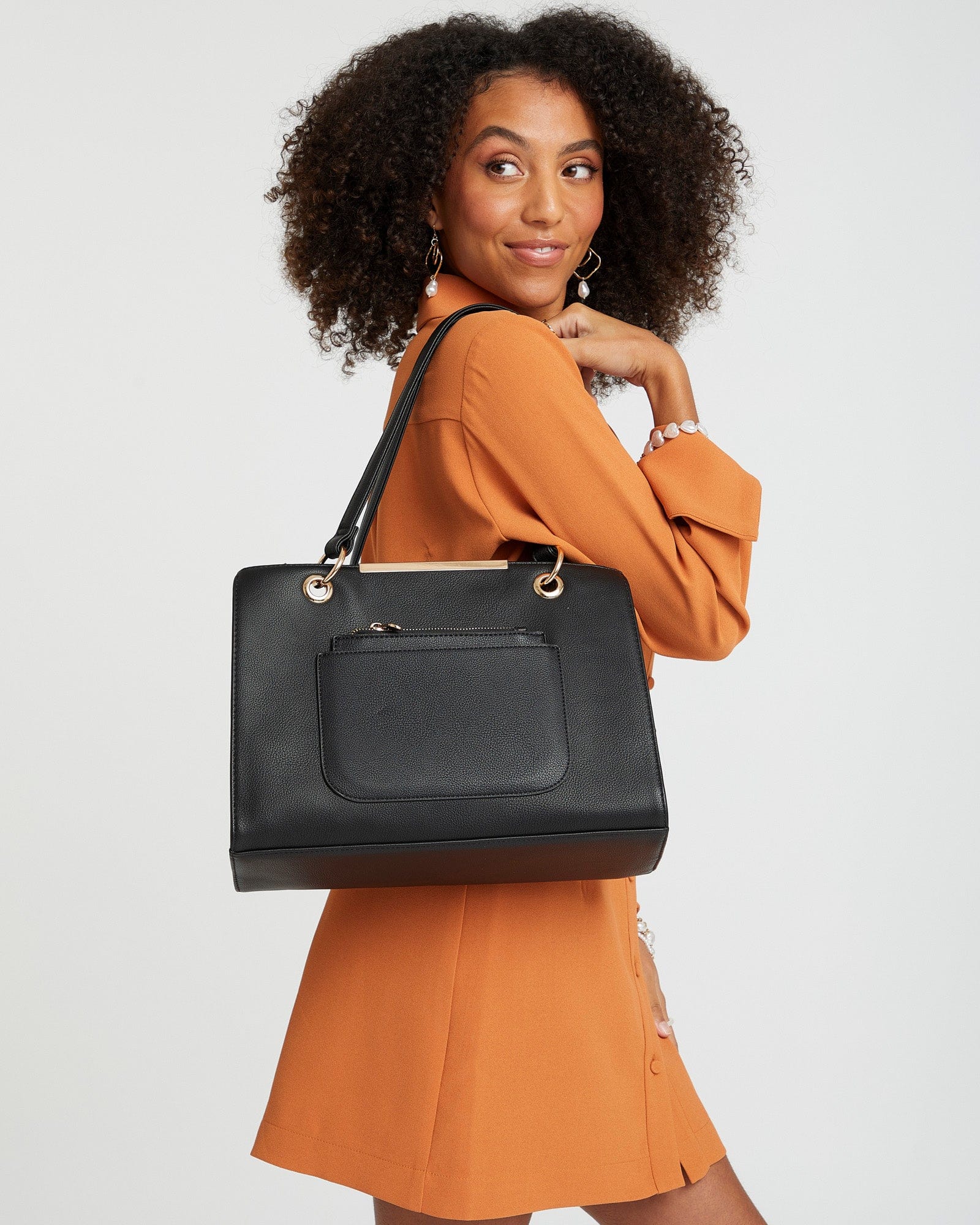 Black Megan Pouch Tote Bag – colette by colette hayman