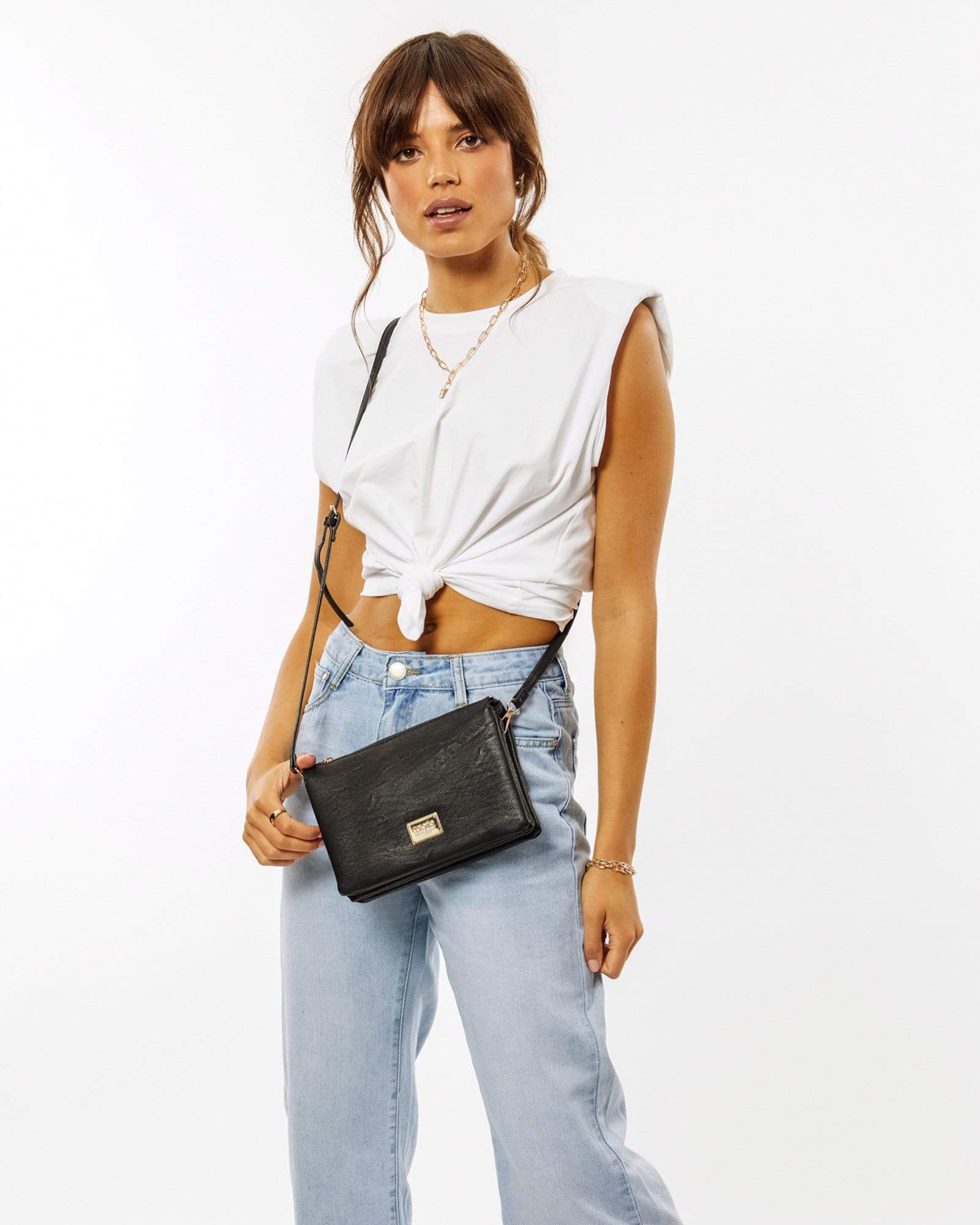 Black Triple Pocket Crossbody Bag – colette by colette hayman