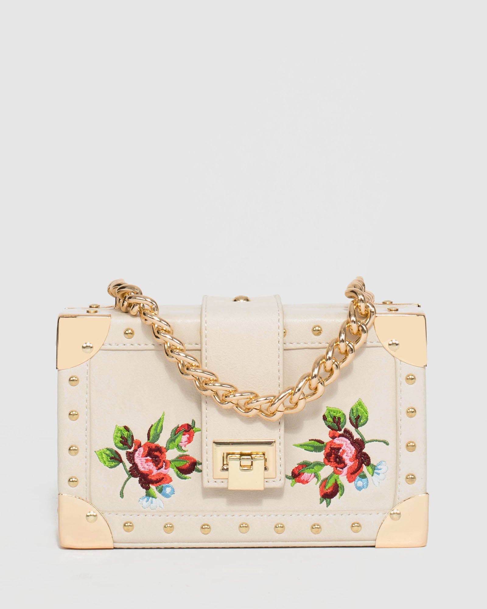 Image of Ivory Kendall Stud Embroidered Trunk Bag