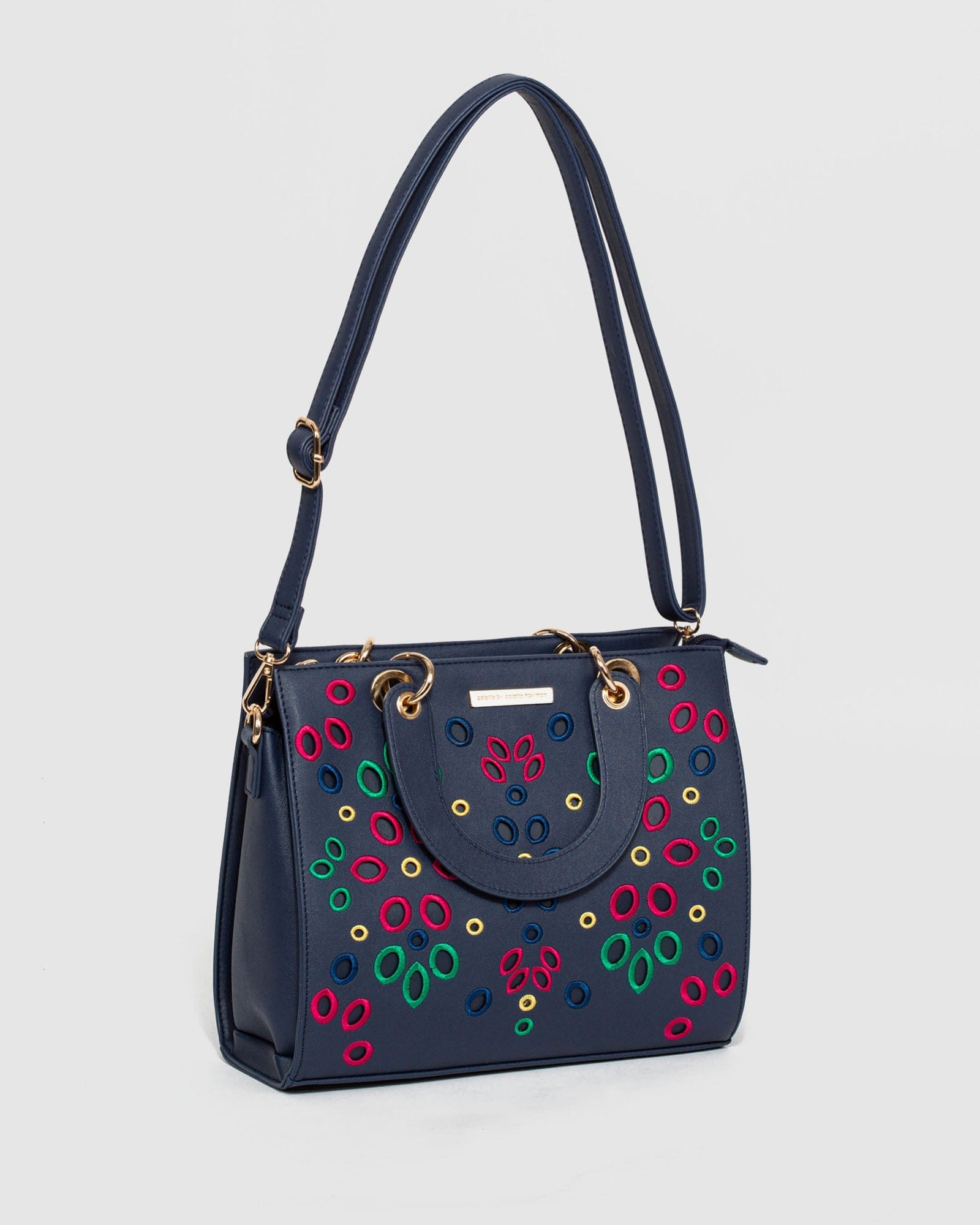 Kate Spade Ella Cherry Embroidered Small Tote Crossbody Denim Blue Multi